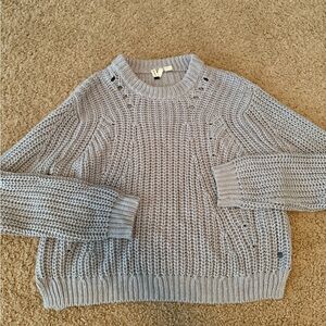 Roxy Gray Chunky Knit Crew Neck Sweater